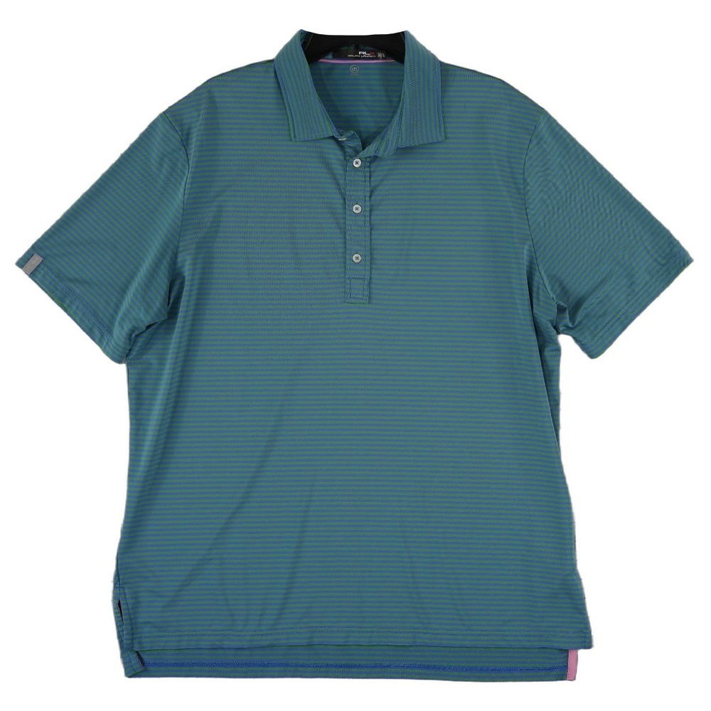 RLX Ralph Lauren Polo Shirt Men's Size XL Blue Green Striped Performance Golf